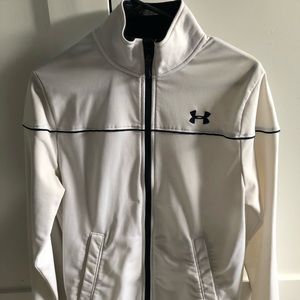 Under armour white/blue zip up track jacket